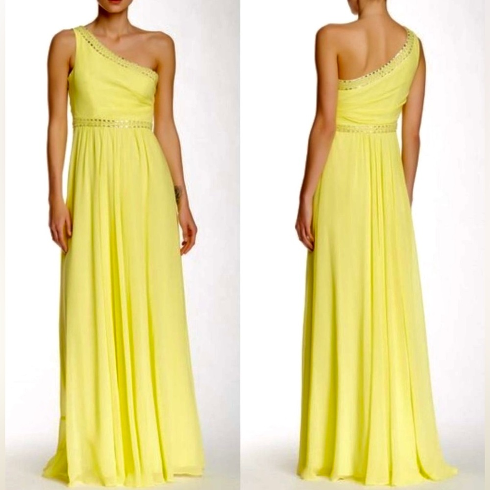 BCBGMaxAzria Danielle One Shoulder Embellished Gown